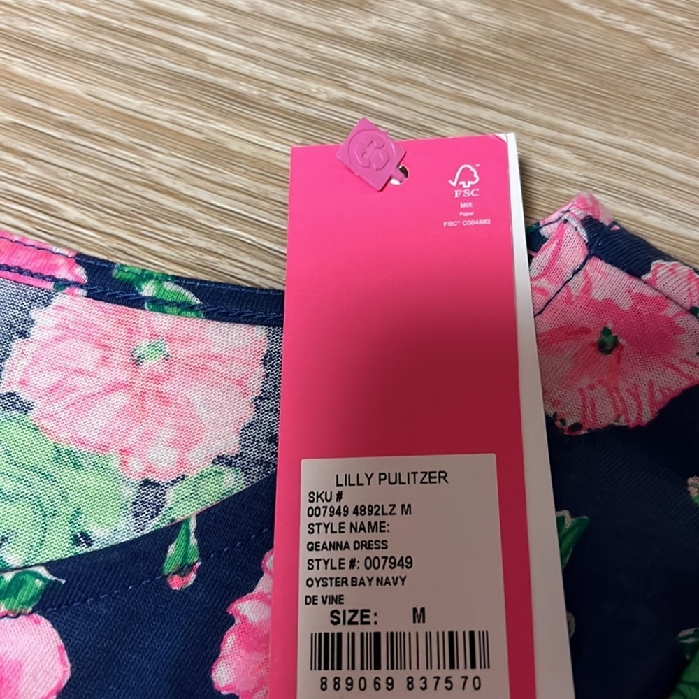 Lilly Pulitzer Geanna Swing Dress Turquoise Oyster Bay Navy So Devine Medium NWT - Picture 3 of 5